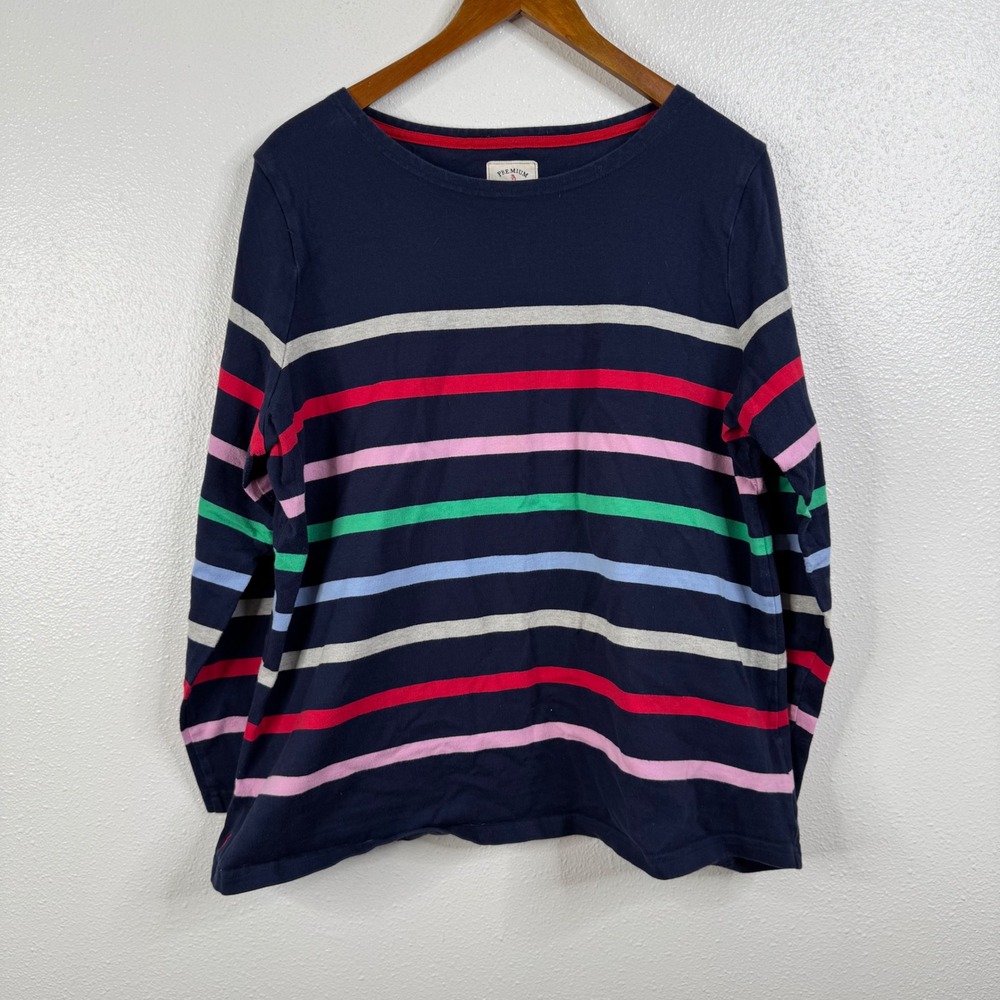 Joules‎ Harbor Navy Multi Striped Long Sleeve Shirt Size 18